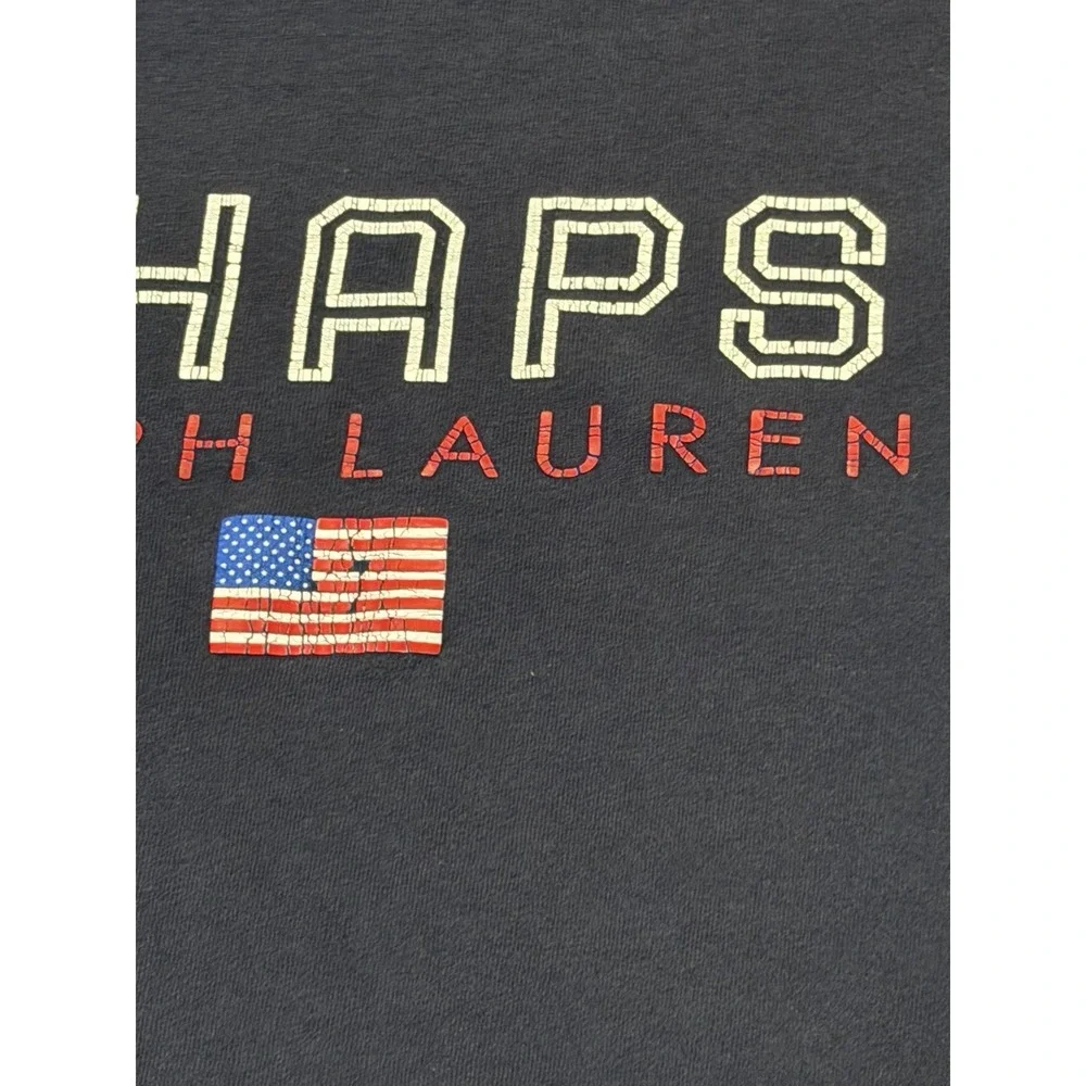 Chaps Ralph Lauren Vintage Flag Graphic Navy Blue Mens Size XL
